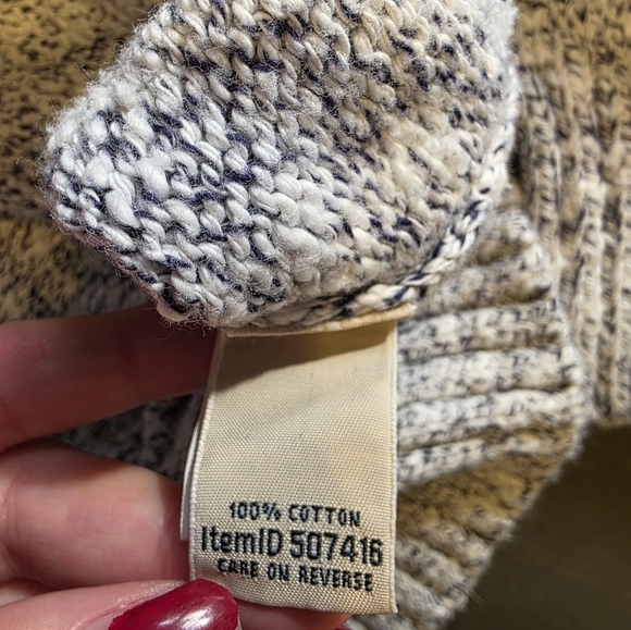 L.L. Bean Fisherman Core, Cottagecore, Cabincore Navy & White Turtleneck Sweater - Picture 8 of 9